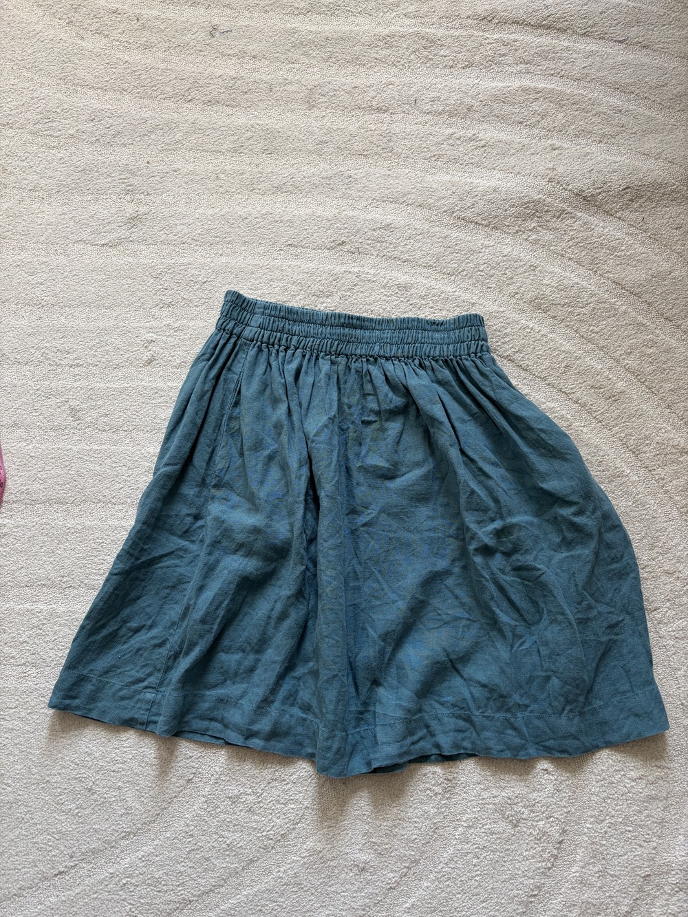 notPERFECTLINEN SION gathered linen skirt in Dark Turquoise M/L 23.5 inch long